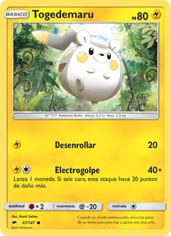 Carta Togedemaru de la expansión Sombras Ardientes, número 47/147