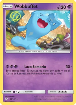 Carta Wobbuffet de la expansión Sombras Ardientes, número 49/147
