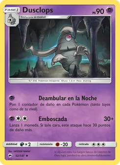 Carta Dusclops de la expansión Sombras Ardientes, número 52/147