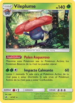 Carta Vileplume de la expansión Sombras Ardientes, número 6/147