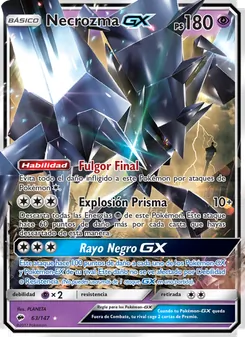 Carta Necrozma GX de la expansión Sombras Ardientes, número 63/147