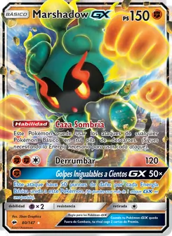 Carta Marshadow GX de la expansión Sombras Ardientes, número 80/147