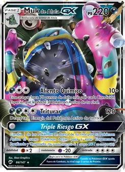 Carta Muk de Alola GX de la expansión Sombras Ardientes, número 84/147