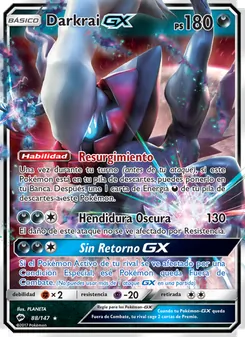 Carta Darkrai GX de la expansión Sombras Ardientes, número 88/147