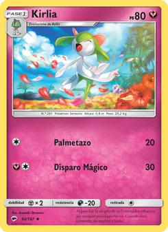 Carta Kirlia de la expansión Sombras Ardientes, número 92/147