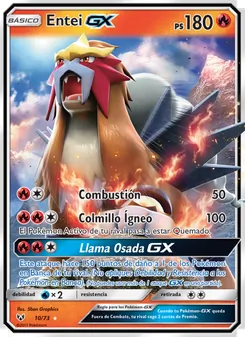 Carta Entei GX de la expansión Leyendas Luminosas, número 10/73