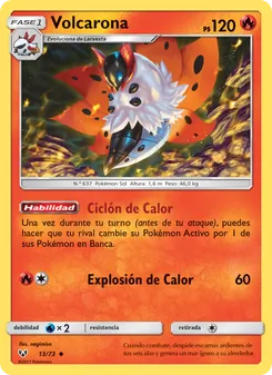 Carta Volcarona de la expansión Leyendas Luminosas, número 13/73