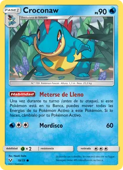 Carta Croconaw de la expansión Leyendas Luminosas, número 19/73