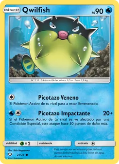 Carta Qwilfish de la expansión Leyendas Luminosas, número 21/73