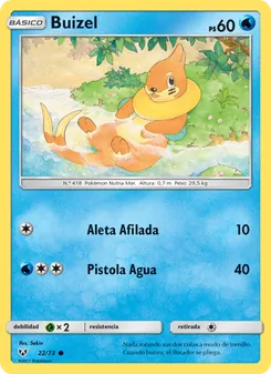Carta Buizel de la expansión Leyendas Luminosas, número 22/73