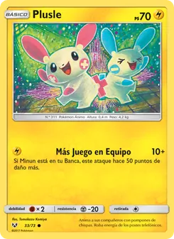 Carta Plusle de la expansión Leyendas Luminosas, número 33/73