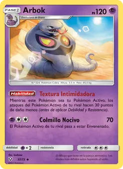 Carta Arbok de la expansión Leyendas Luminosas, número 37/73