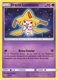 Carta Jirachi Luminoso de la expansión Leyendas Luminosas, número 42/73