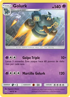 Carta Golurk de la expansión Leyendas Luminosas, número 44/73