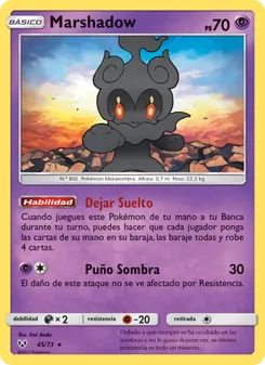 Carta Marshadow de la expansión Leyendas Luminosas, número 45/73