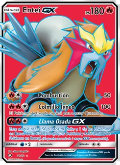 Carta Entei GX de la expansión Leyendas Luminosas, número 71/73