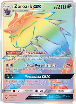 Carta Zoroark GX de la expansión Leyendas Luminosas, número 77/73