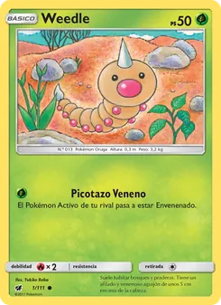 Carta Weedle de la expansión Invasión Carmesí, número 1/111
