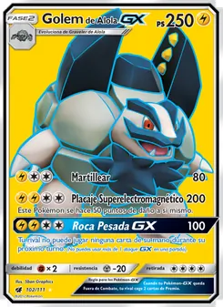 Carta Golem de Alola GX de la expansión Invasión Carmesí, número 102/111