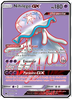 Carta Nihilego GX de la expansión Invasión Carmesí, número 103/111
