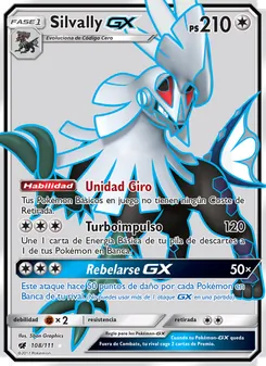 Carta Silvally GX de la expansión Invasión Carmesí, número 108/111