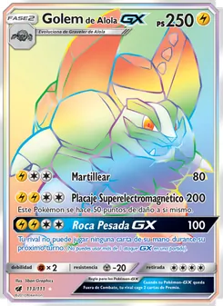 Carta Golem de Alola GX de la expansión Invasión Carmesí, número 113/111