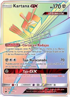 Carta Kartana GX de la expansión Invasión Carmesí, número 117/111
