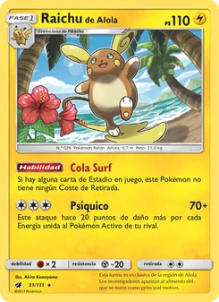 Carta Raichu de Alola de la expansión Invasión Carmesí, número 31/111
