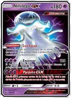 Carta Nihilego GX de la expansión Invasión Carmesí, número 49/111