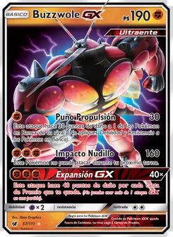 Carta Buzzwole GX de la expansión Invasión Carmesí, número 57/111