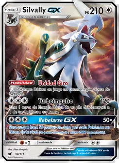 Carta Silvally GX de la expansión Invasión Carmesí, número 90/111