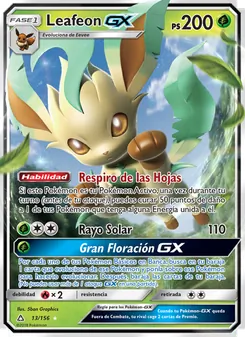 Carta Leafeon GX de la expansión Ultraprisma, número 13/156