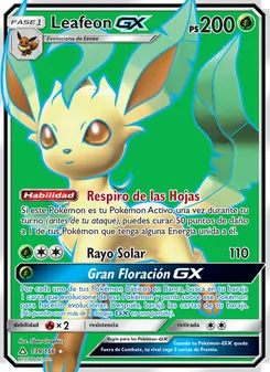 Carta Leafeon GX de la expansión Ultraprisma, número 139/156