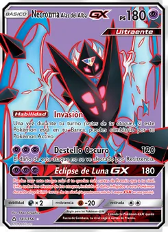 Carta Necrozma Alas del Alba GX de la expansión Ultraprisma, número 143/156