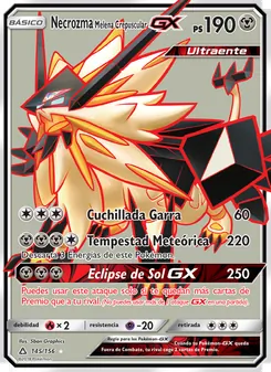 Carta Necrozma Melena Crepuscular GX de la expansión Ultraprisma, número 145/156