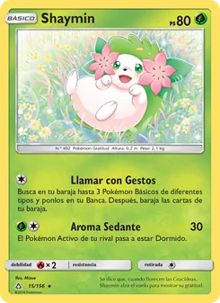 Carta Shaymin de la expansión Ultraprisma, número 15/156