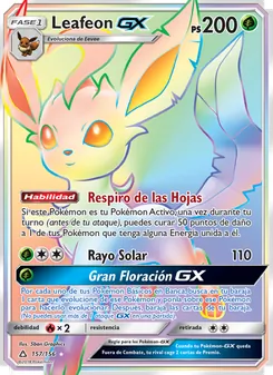 Carta Leafeon GX de la expansión Ultraprisma, número 157/156