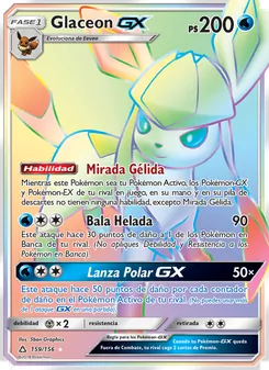 Carta Glaceon GX de la expansión Ultraprisma, número 159/156