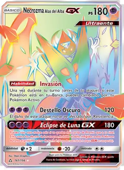 Carta Necrozma Alas del Alba GX de la expansión Ultraprisma, número 161/156