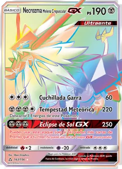 Carta Necrozma Melena Crepuscular GX de la expansión Ultraprisma, número 163/156