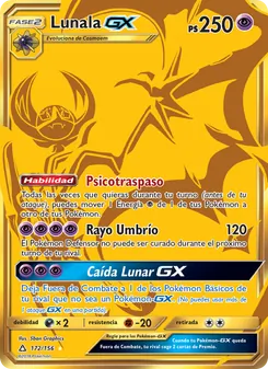 Carta Lunala GX de la expansión Ultraprisma, número 172/156