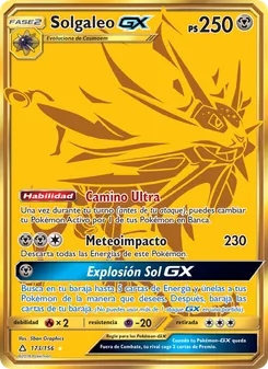 Carta Solgaleo GX de la expansión Ultraprisma, número 173/156