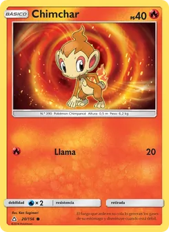Carta Chimchar de la expansión Ultraprisma, número 20/156
