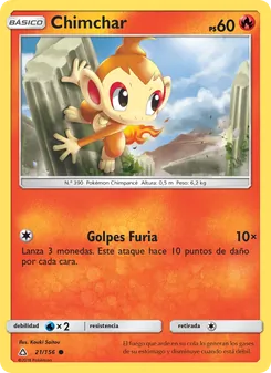 Carta Chimchar de la expansión Ultraprisma, número 21/156