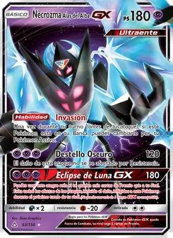 Carta Necrozma Alas del Alba GX de la expansión Ultraprisma, número 63/156