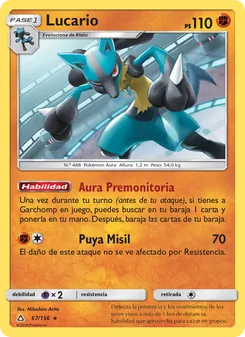 Carta Lucario de la expansión Ultraprisma, número 67/156
