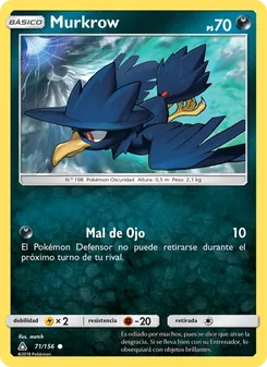 Carta Murkrow de la expansión Ultraprisma, número 71/156