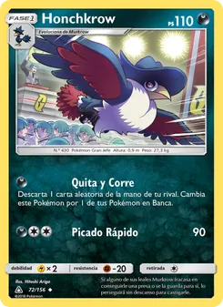 Carta Honchkrow de la expansión Ultraprisma, número 72/156
