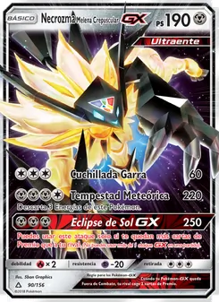 Carta Necrozma Melena Crepuscular GX de la expansión Ultraprisma, número 90/156