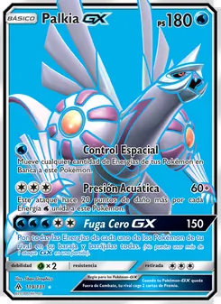 Carta Palkia GX de la expansión Luz Prohibida, número 119/131